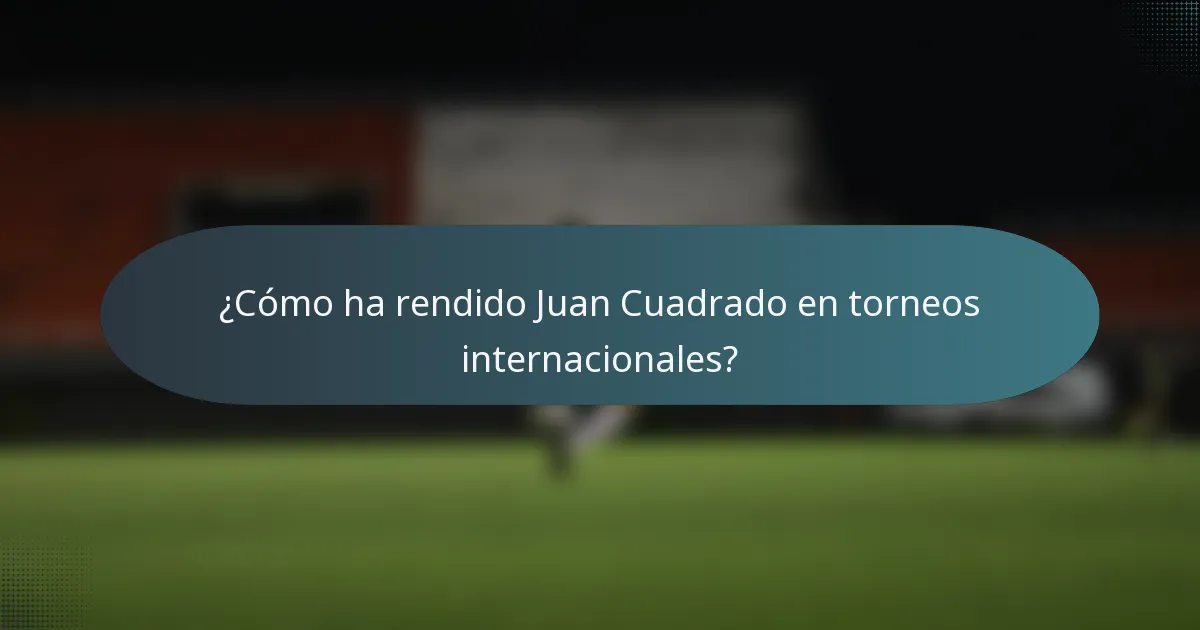 ¿Cómo ha rendido Juan Cuadrado en torneos internacionales?