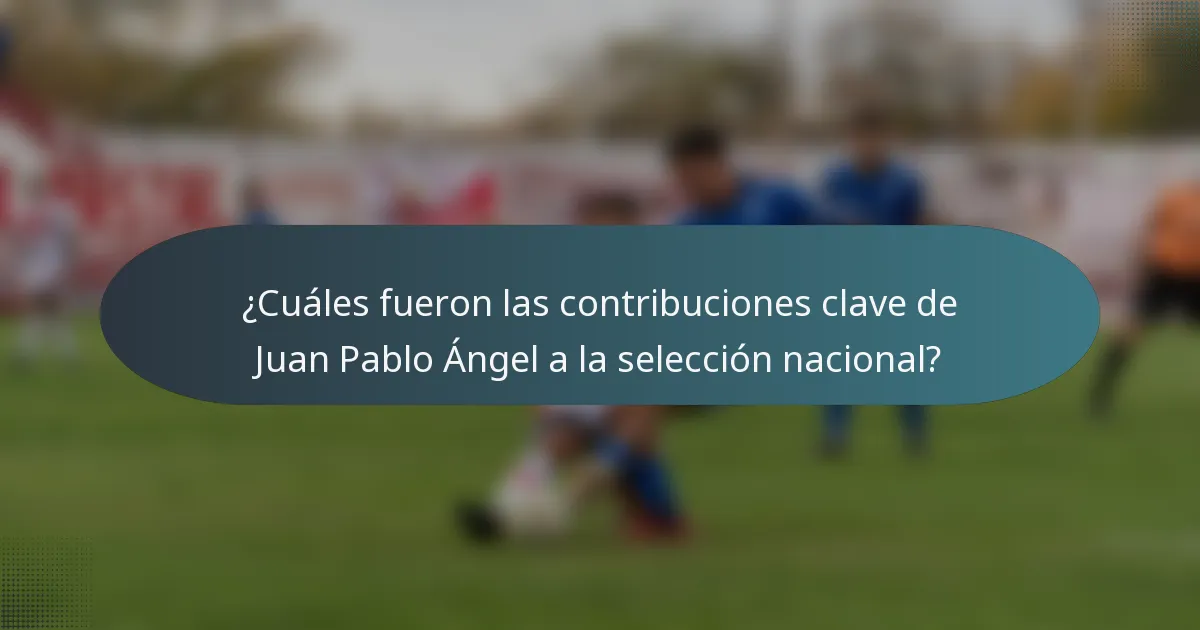 ¿Cuáles fueron las contribuciones clave de Juan Pablo Ángel a la selección nacional?