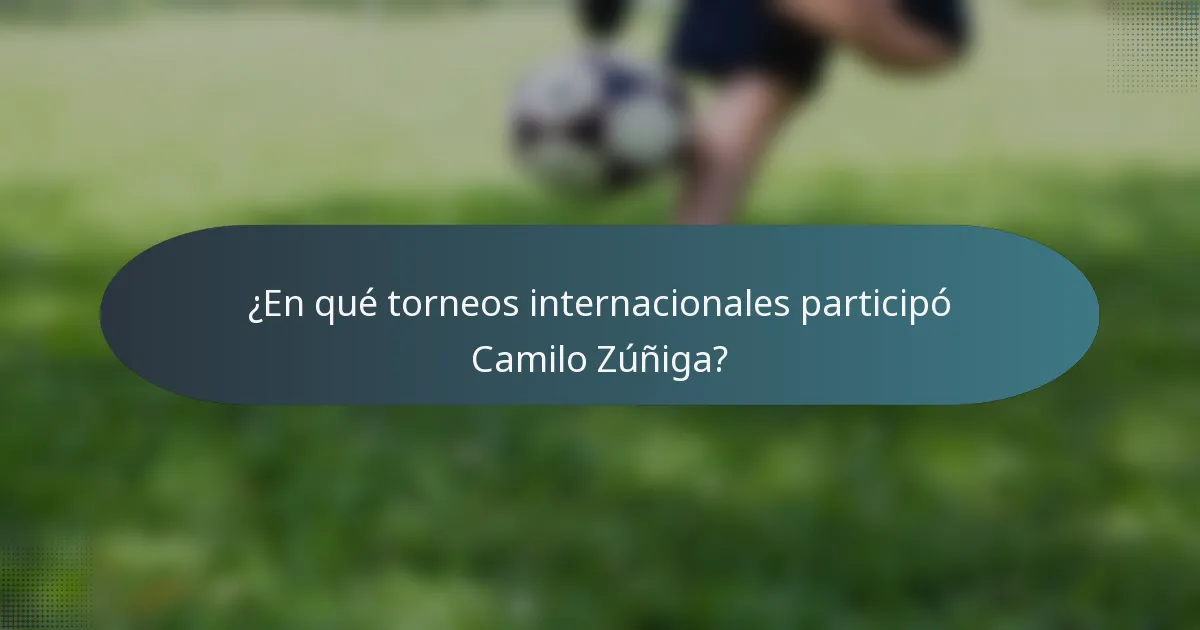¿En qué torneos internacionales participó Camilo Zúñiga?